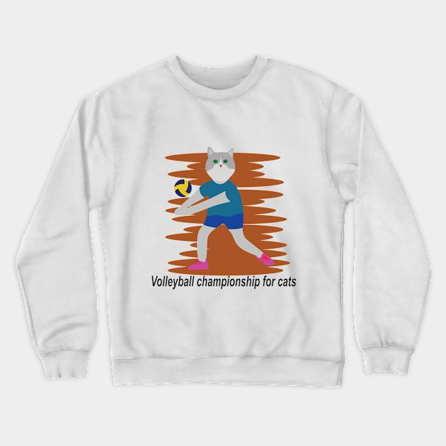 Cat hitting volleyball ball Crewneck Sweatshirt by GiCapgraphics